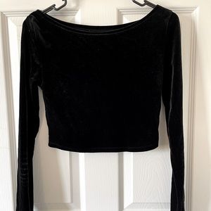 BDG Velvet Long Sleeved Crop Top